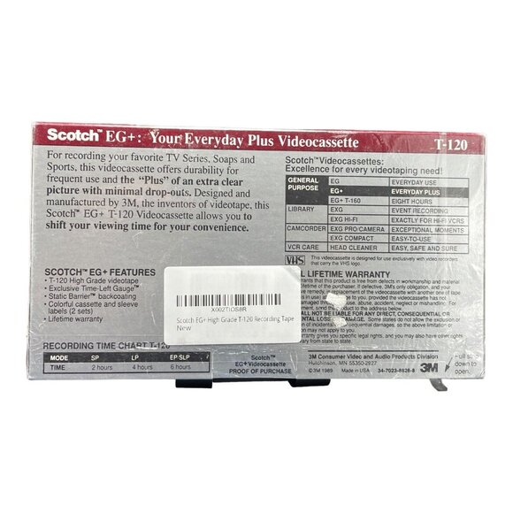 📼NEW SEALED Scotch EG+ T-120 VHS Videocassette High Grade Tape📼‎ - Picture 3 of 6